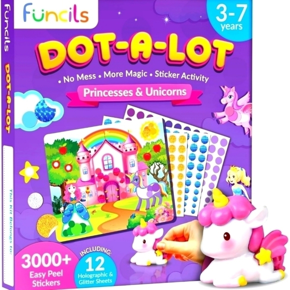 Amazon Other - Dot Art Activity - Unicorn & Princess Sticker Art Kit